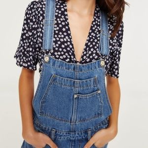 Wide Leg Denim Overalls
